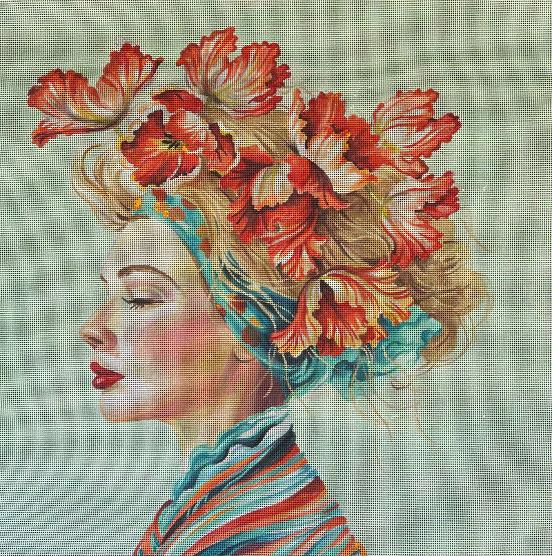 Tapestry Lady W Parrot Tulips