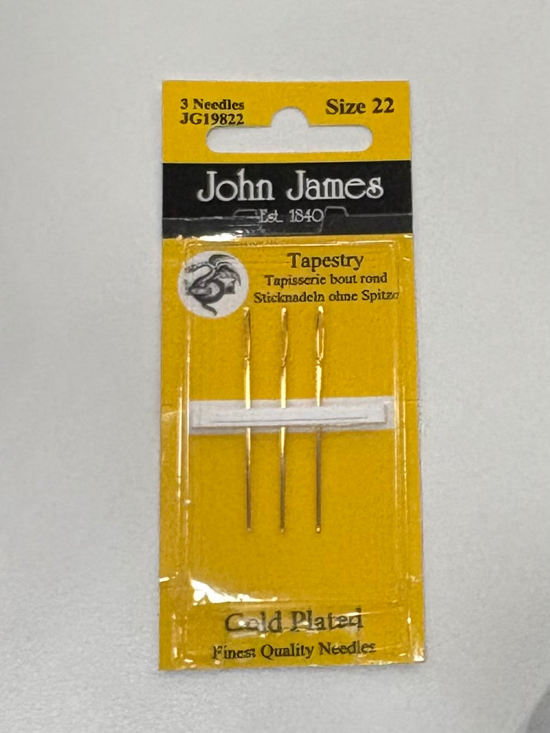John James Gold Plated Tapestry Needles - Size 22