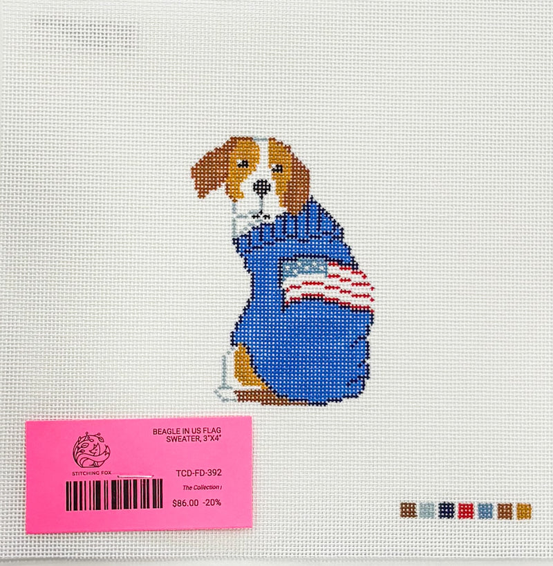 Beagle in US flag sweater