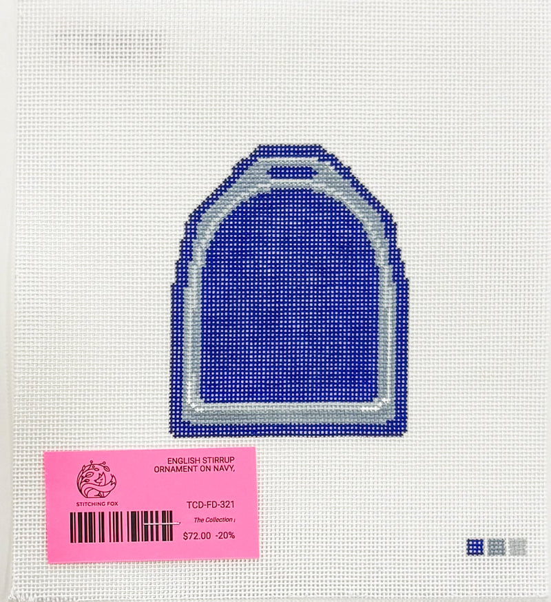 English Stirrup Ornament on Navy
