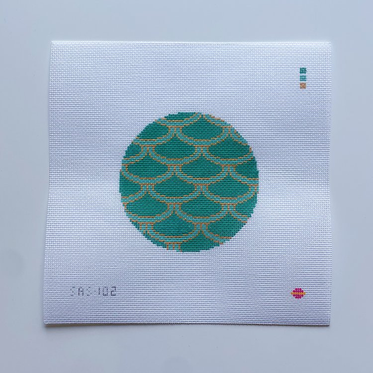 Mermaid Blue Art Deco Round