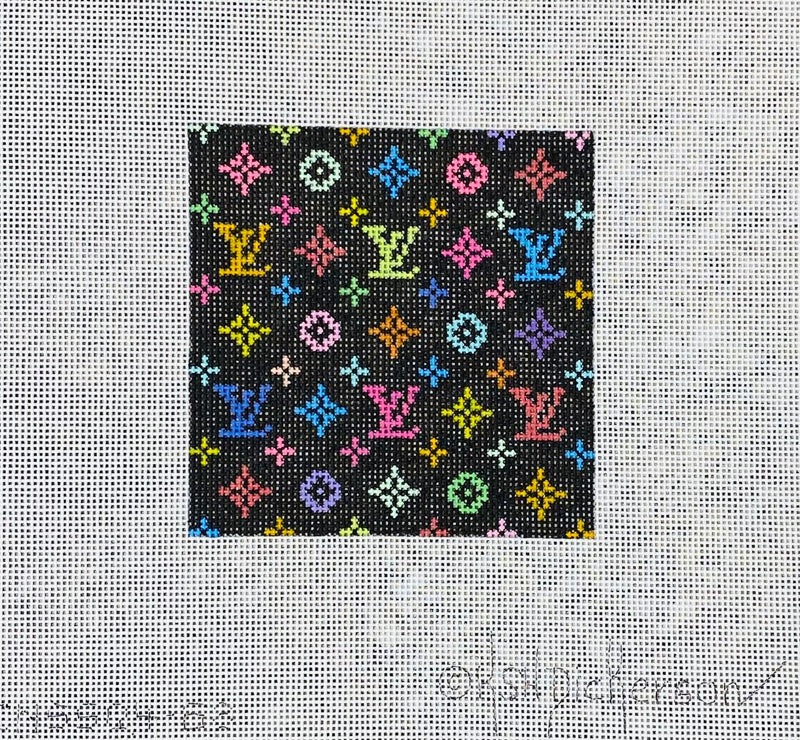 4” Square Insert – Louis Vuitton LV – multi color on black