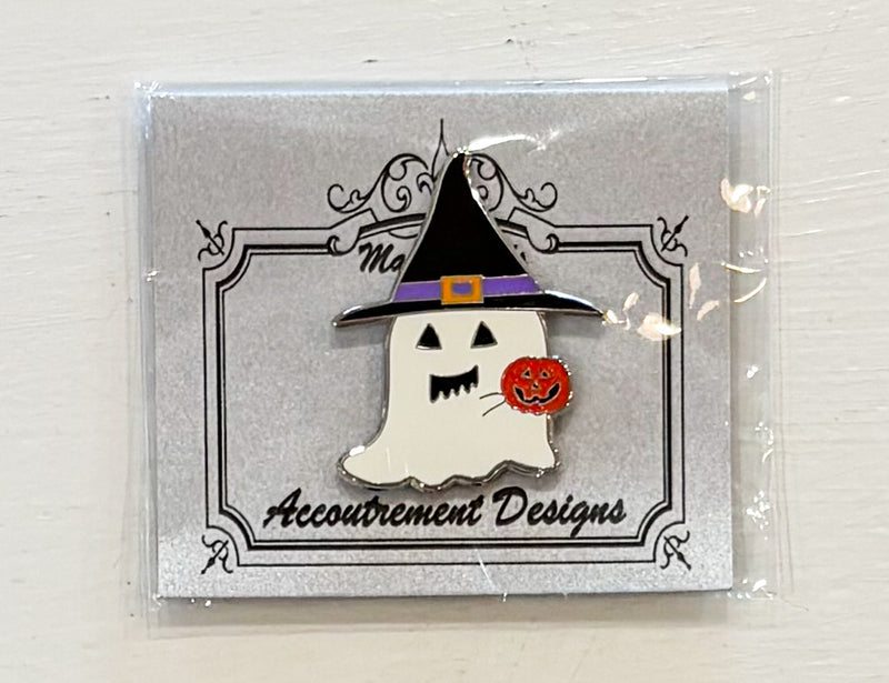 Ghost with Witch's Hat and Pumpkin Needleminder