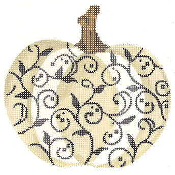 Ivory and Charcoal Scroll Pumpkin
