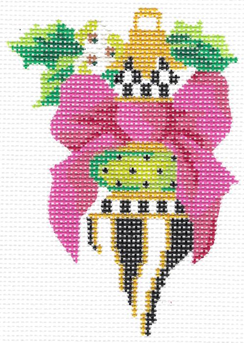 Spinning Top with White Holly & Fuchsia