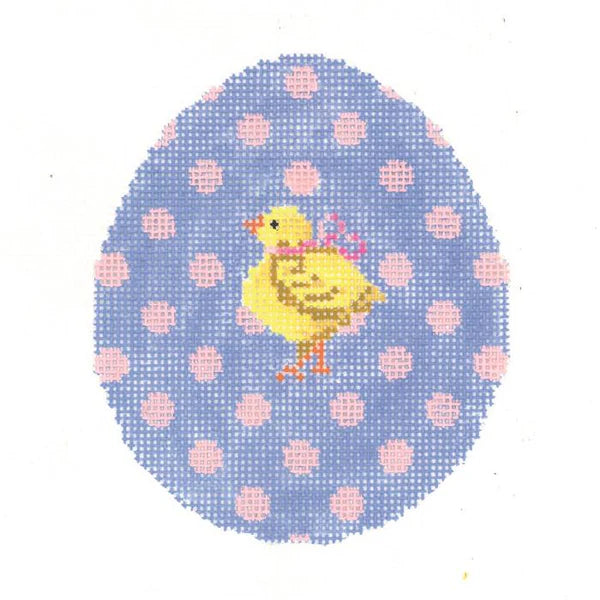 Pink Polka-Dot on Periwinkle Chick