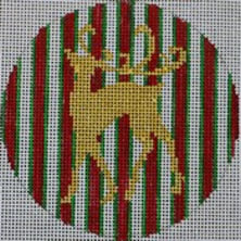 Gold Reindeer on Red/Green Stripe