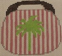 Palm Tree on pink and white stripe