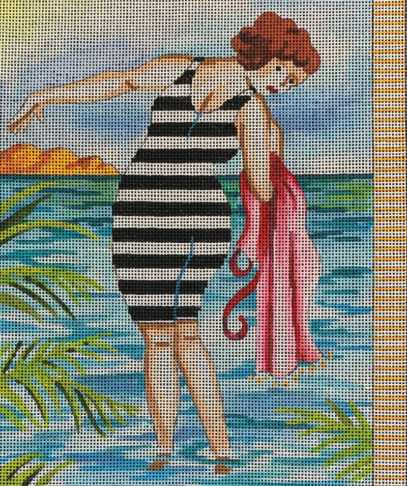 Lady in Black & White Stripes