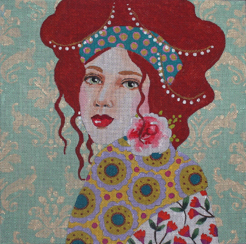 Lady with Mint Background