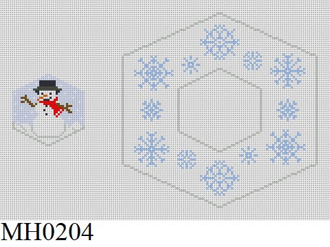 Frosty & Snowflakes, hexagon dangler ornament  (18m)