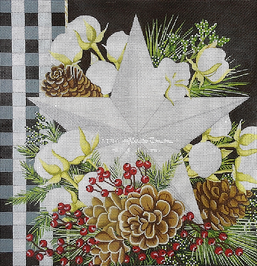 Pillow: Gingham Bolls Star