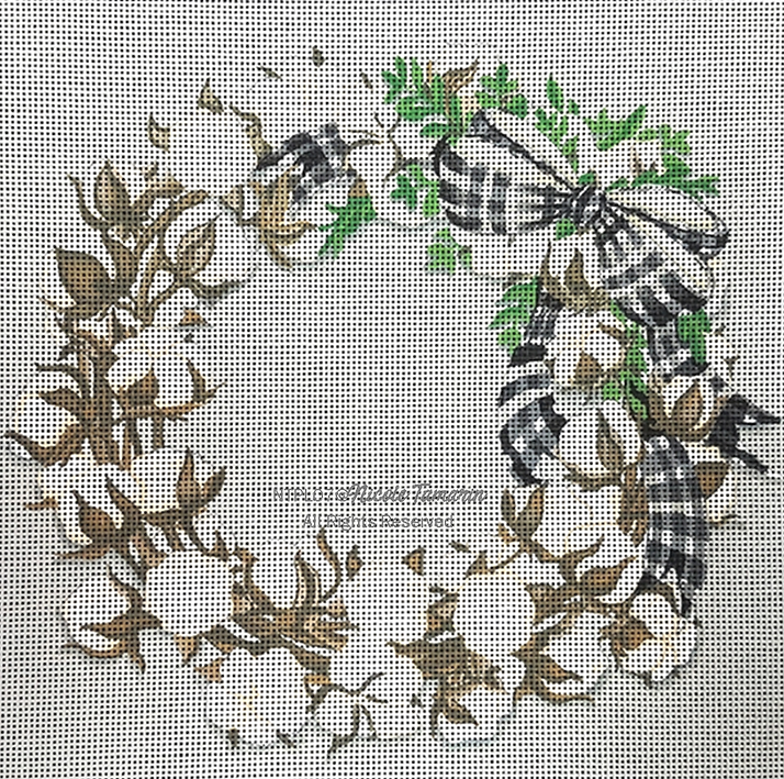 Pillow: Cotton Boll Wreath