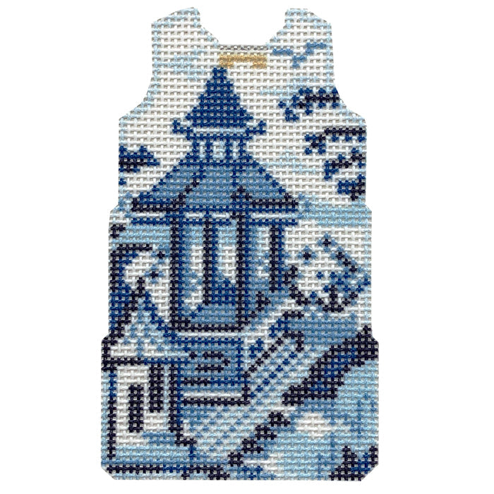 Blue & White Pagoda Mini Shift