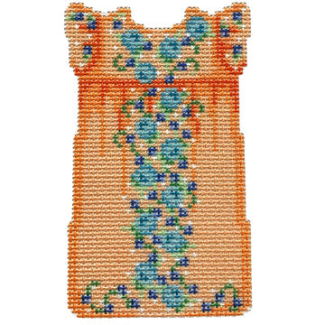 Orange/Aqua Embroidered Mini Shift