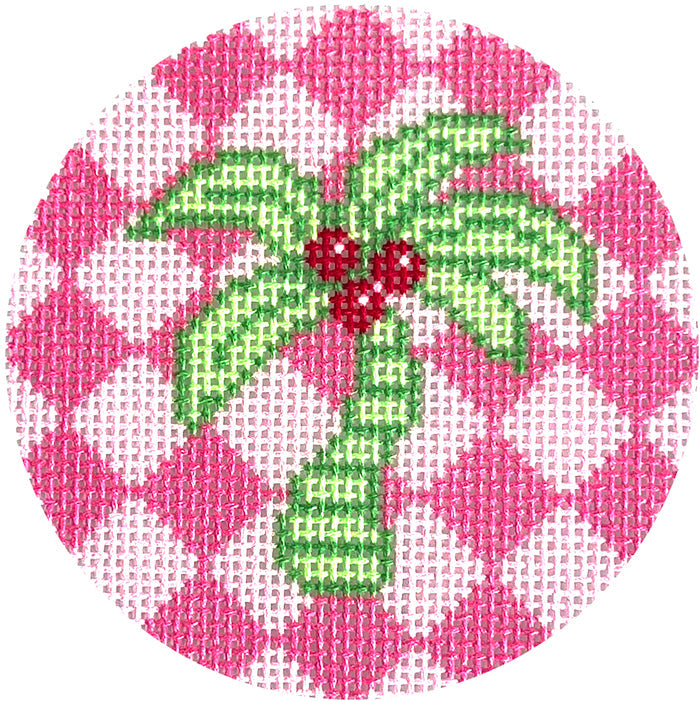 Green Palm on Pink 3 Round