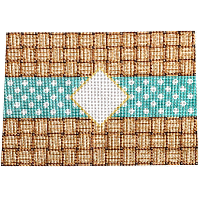 Wicker/Dot/Mono Clutch Aqua