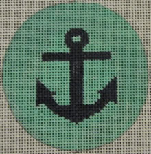 Anchor on Solid Background - Navy and Seafoam