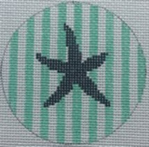 Starfish on Stripe - Navy and Seafoam