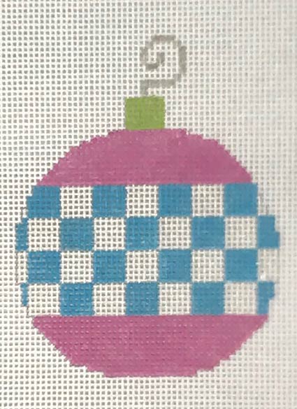 Pink Bauble w/Blue Checks