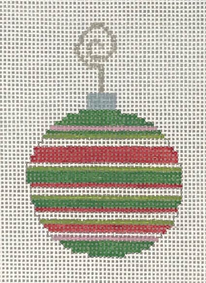 Red & Green Striped Bauble