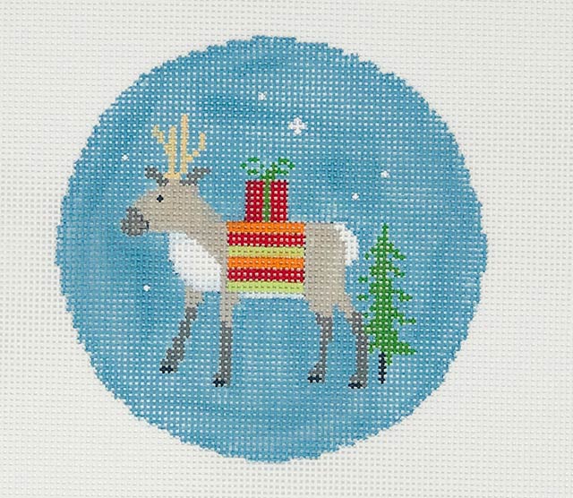 Reindeer with Horizontal Striped Blanket