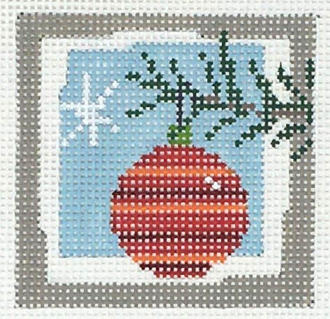 Bauble Red & Orange Striped