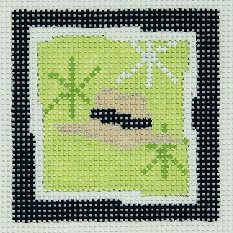 Straw Hat Green & White Stars