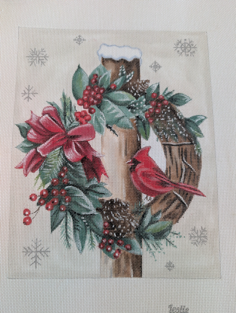 Christmas Wreath with Cardinal