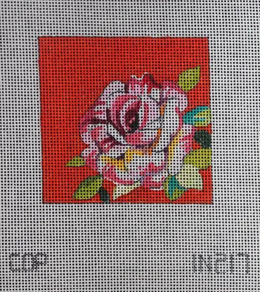 Pink Rose w/ Coral Background