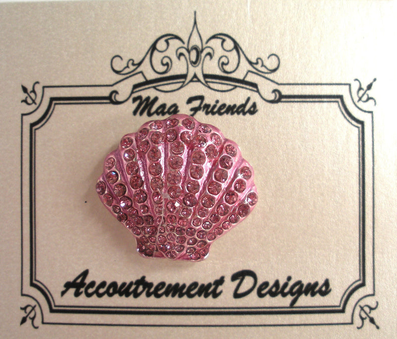 Pink Scallop Shell - Rhinestone Needleminder