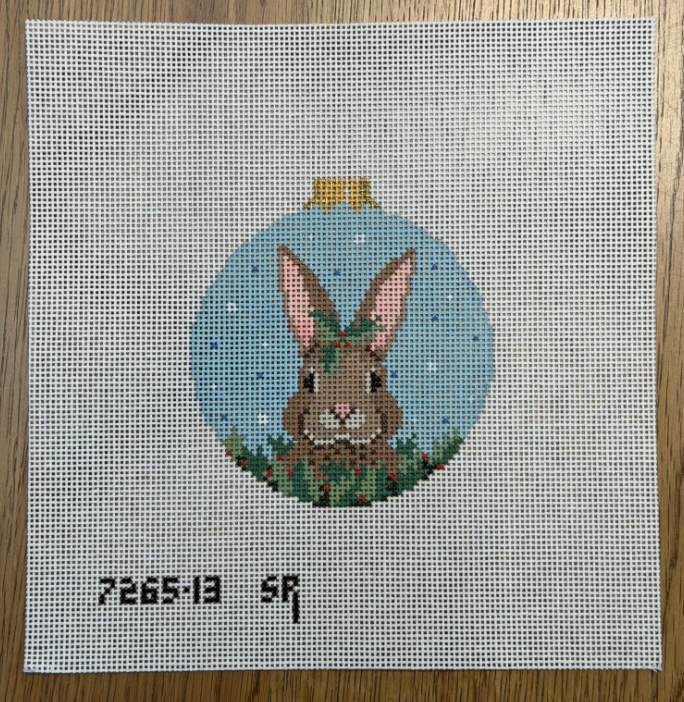 Rabbit in Holly, 4.5" Round - 13 Mesh