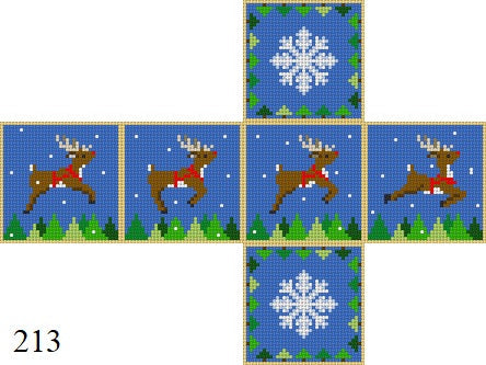 Flying Reindeer, 2" Cube - 18 mesh