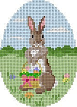 Rabbit Basket of Eggs, 4" Egg - 18 mesh