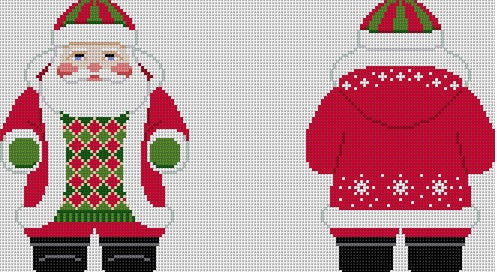 Snowflake Red Jacket Santa, 2 Sided - 13 Mesh
