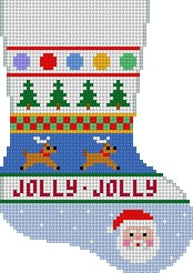 Tree, Reindeer, Santa Stripe - Mini Stocking