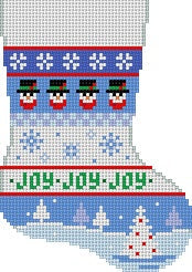 Snowman, Snowflakes, Trees Stripe - Mini Stocking