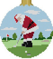 Santa Putting, 3.25" Round