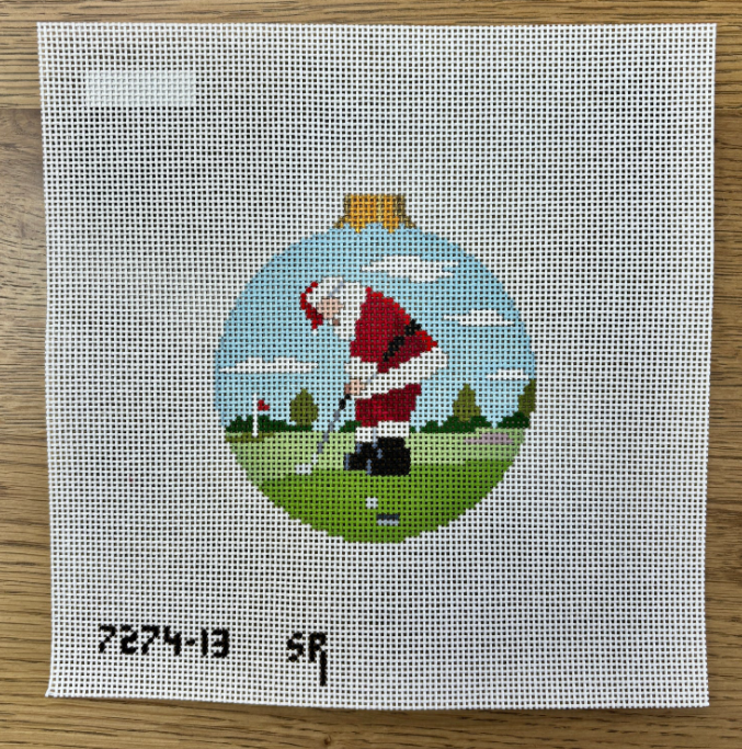 Santa Putting, 4.5" Round - 13 Mesh