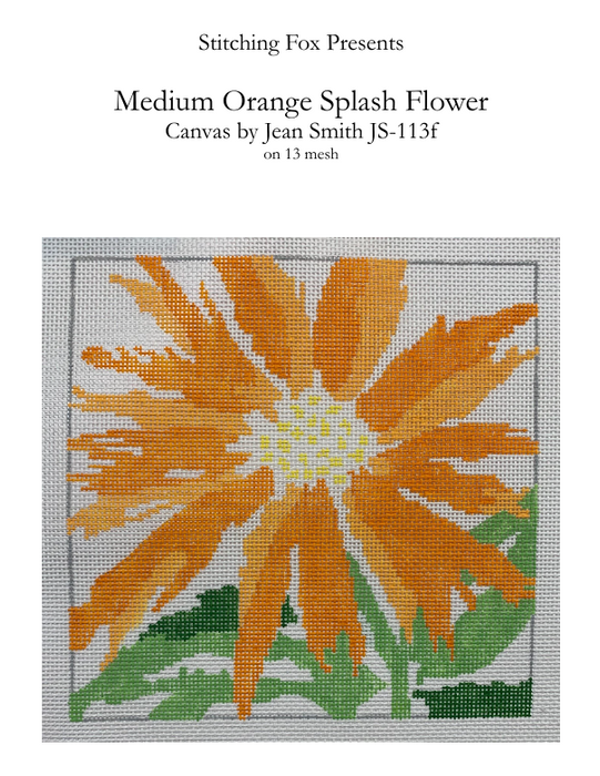 Stitch Guide for Medium Orange Splash Flower