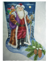 Pere Noel Snowy Night Stocking