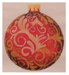 Ornament - Red w/ Gold Leaves
