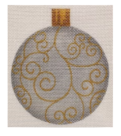 Ornament - Silver with Gold Scroll