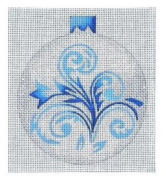 Ornament - Silver with Blue Leaves