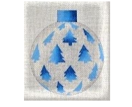 Ornament - Silver with Blue Trees