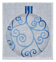 Ornament - Silver with Blue Scroll