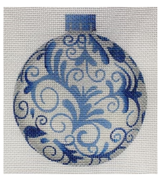 Ornament - Silver with Blue Filigree
