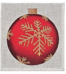Ornament - Red with Gold Snowflakes