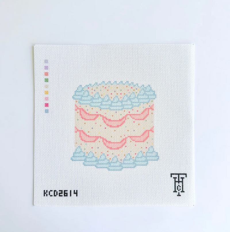 Blue and Peach Cake Printed Canvas
