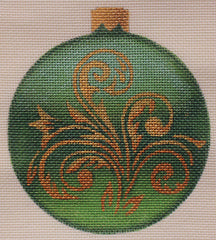 Ornament - Green with Gold Scroll